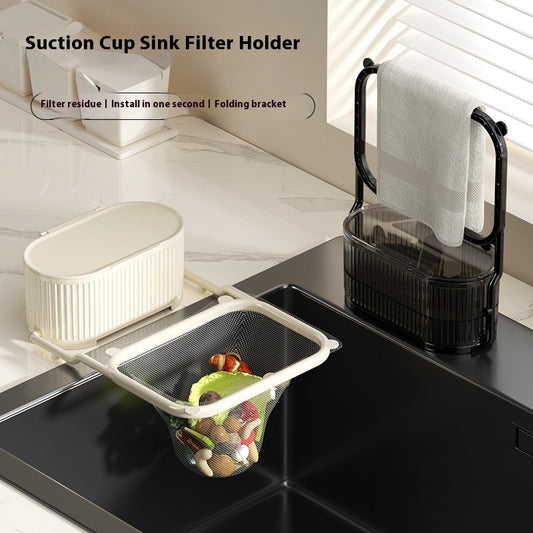 Suction Cup Foldable Kitchen Sink Filter Storage Box